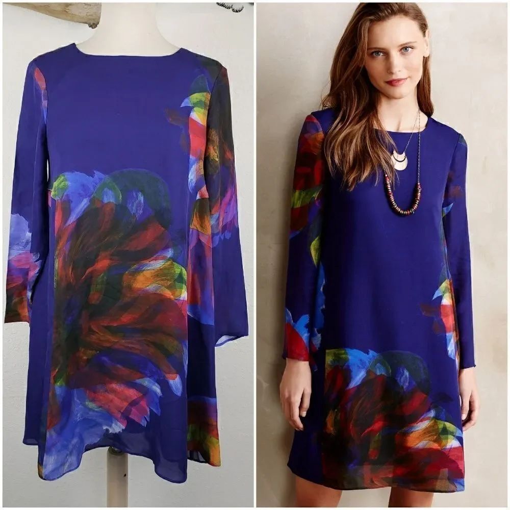 Anthropologie leifsdottir watercolor silk chiffon